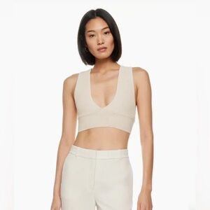 Aritzia Babaton Sculpt Knot Deep V Cream Tank